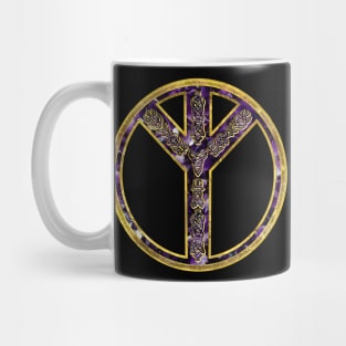 Algiz Rune Amethyst and Gold Mug